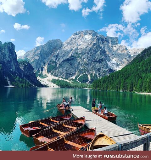 Lake Braies located in the Dolomites of South Tyrol, Italy. Photo by Nuwan chamara from