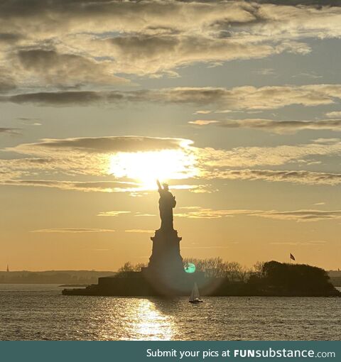 Statue of Liberty at sunset