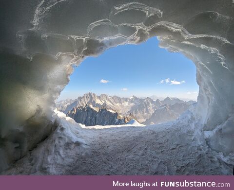 Atop aiguille du midi, french alps