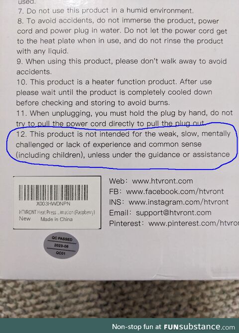 This company is not holding back with their product warnings