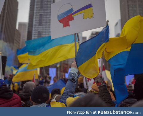 [OC] From the Stand With Ukraine rally in Toronto today (NSFW)