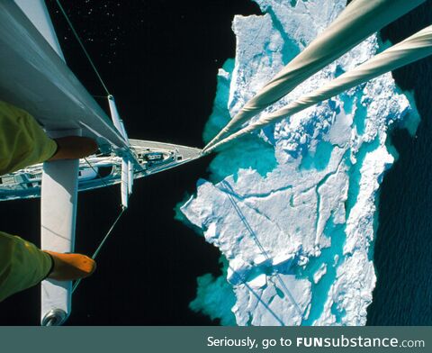 Approaching an iceberg from the mast of a ship... Holy shit