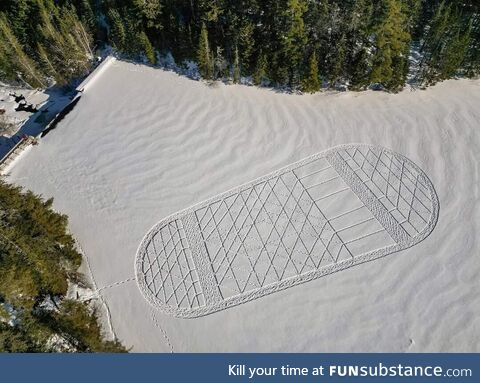 Snowshoe art. A snowshoe made using snowshoes