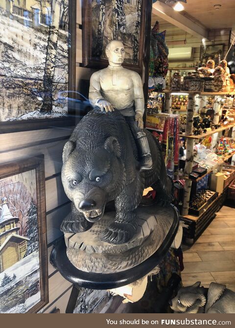 'Putin Riding a Bear' statue for sale - Saint-Petersburg, Russia - 2019