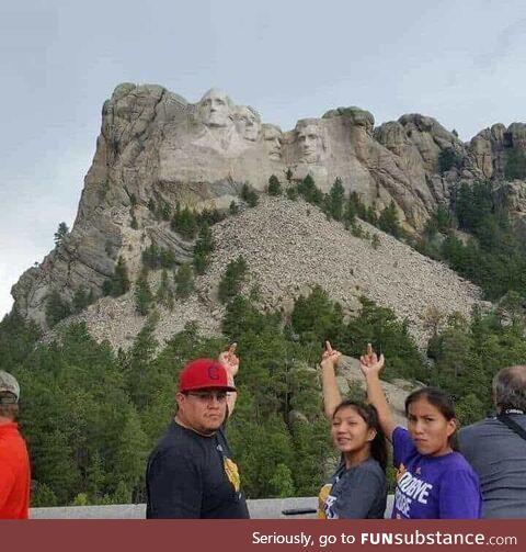 Native americans at mount rushmore (black hills south dakota)