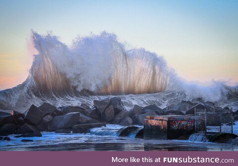 Venice breakwater backwash