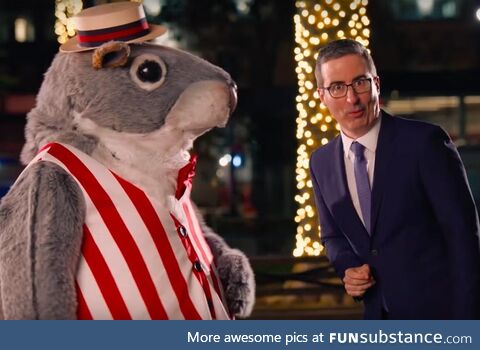 John Oliver making a new friend