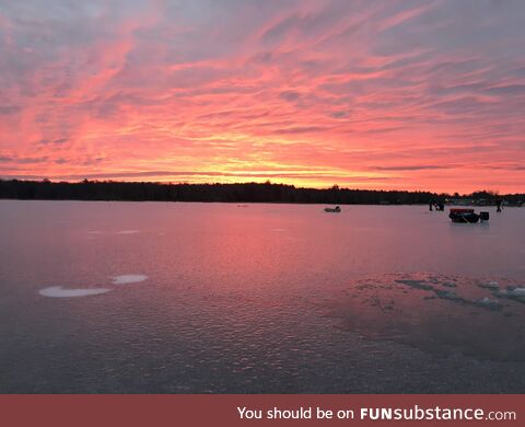 Sunrise on a frozen lake