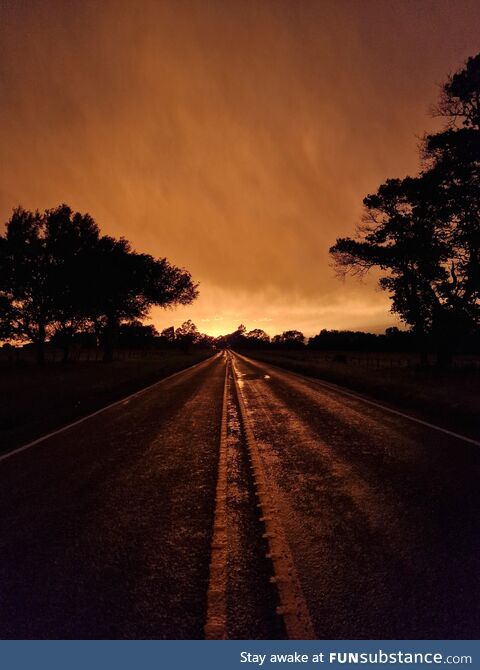 Sunset after a stormy day in central Texas