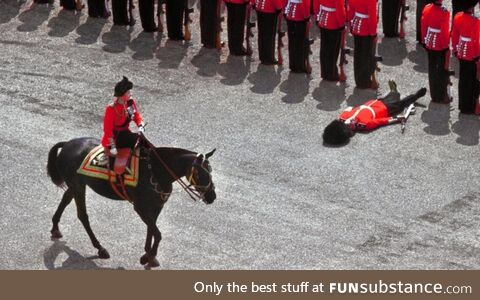 Guard Passing Out as The Queen Rides Past During a Parade in 1970