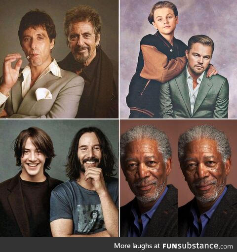 Actors with their younger selves