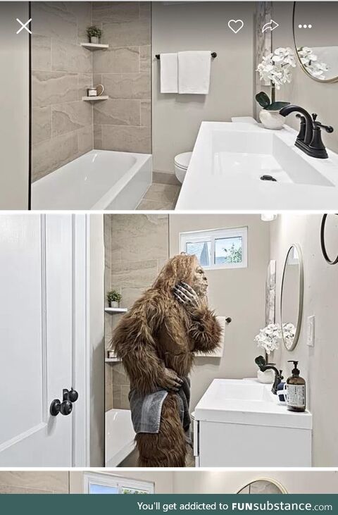 This home listing on Zillow features a towel-laden Sasquatch