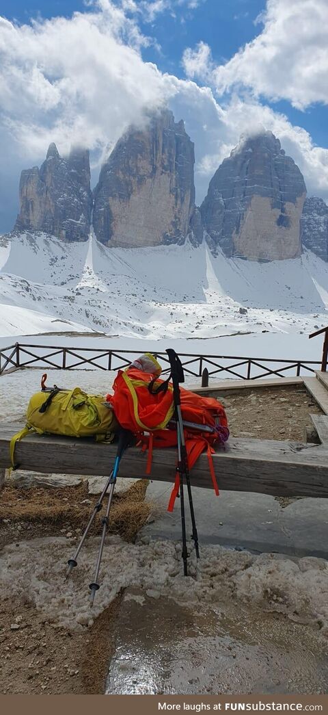 Italian mountains Tre Cime di Lavaredo dolomites from Rifugio Locatelli...A spectacle!