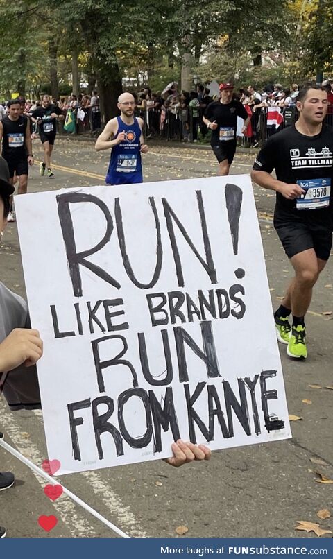 Brother made a sign for the 2022 New York City Marathon