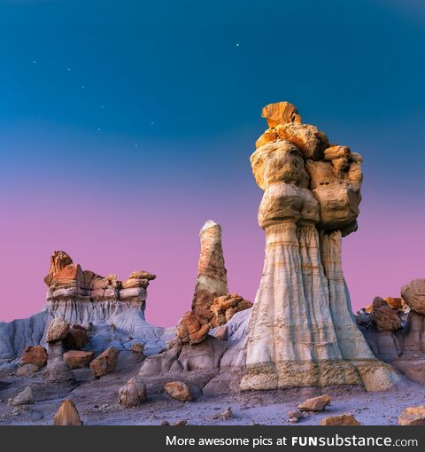 Badlands of Northern New Mexico. Photo taken at dusk by John D Fowler Jr