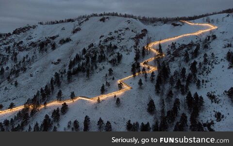 The longest staircase in Siberia (near the Krasnoyarsk city)