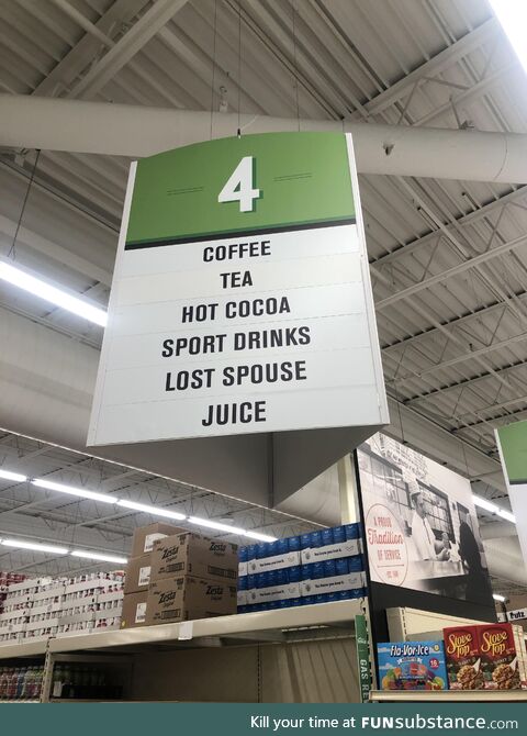 Lost spouse, aisle 4