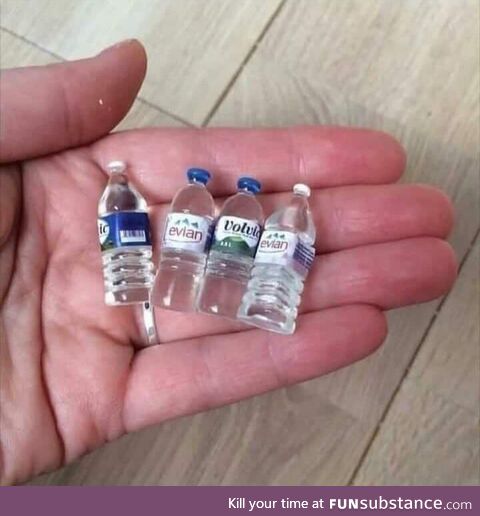 Mini bottles for fisherman.. To make the fish look bigger