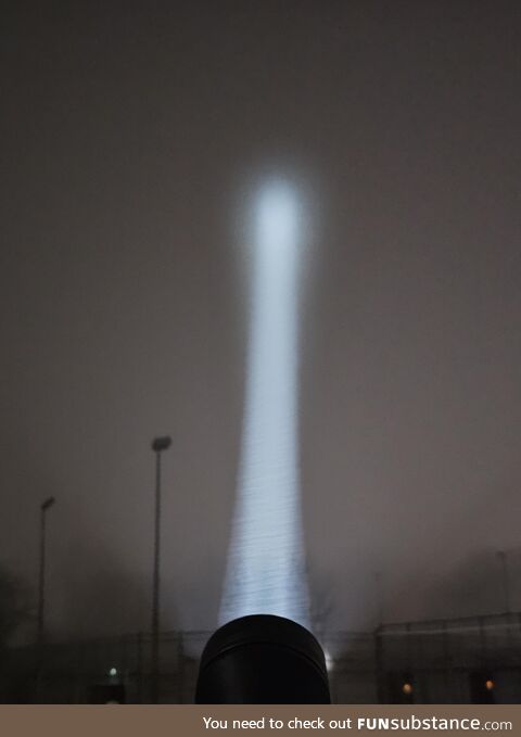 Foggy morning and a throwy flashlight