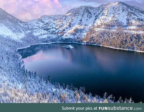 Lake Tahoe after a snowstorm