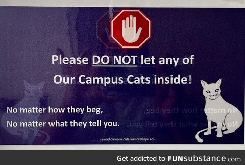 Sign on a door on a college campus