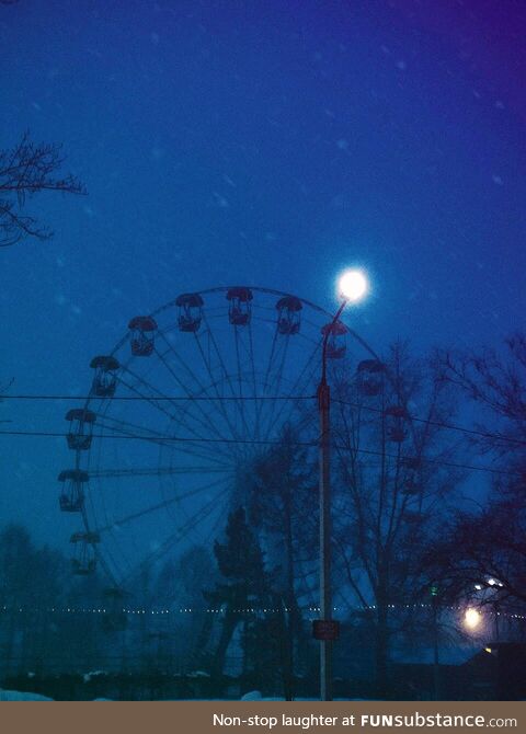 Amusement park at night