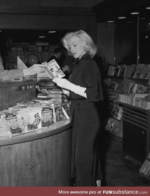 Marilyn Monroe at a bookstore on Sunset Boulevard, Beverly Hills, 1953. Photo by Andre de