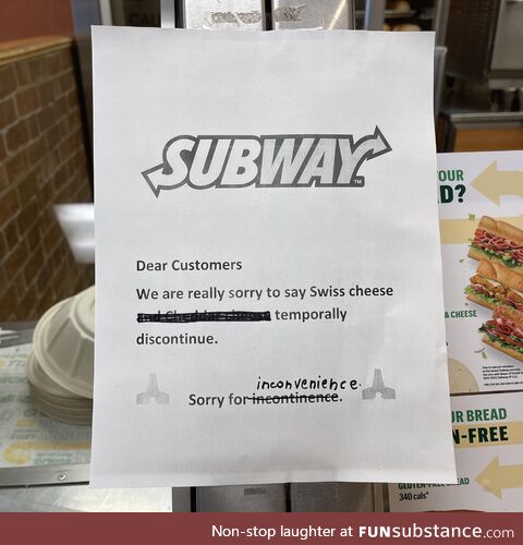 Found in a local Subway