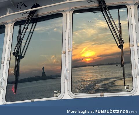 Lady Liberty reflecting