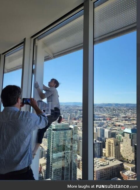 [OC] someone is free soloing the sales force tower today