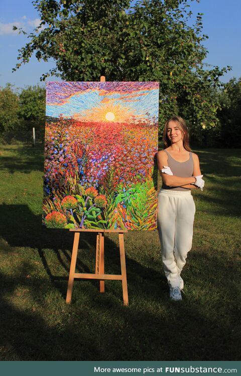 Here is a watercolor artwork of a buckwheat field