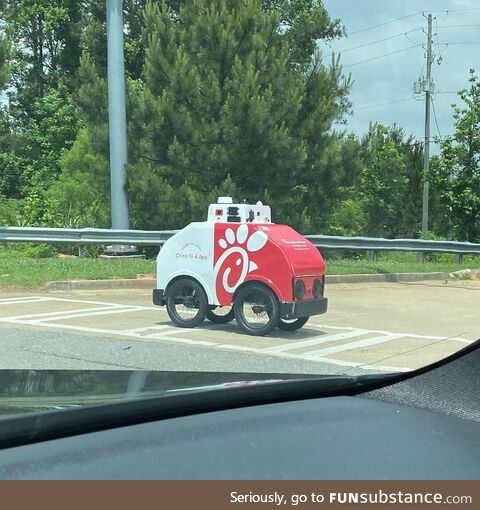 A Chick-fil-A delivery robot