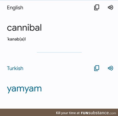 Turkish word for cannibal is an onomatopoeia