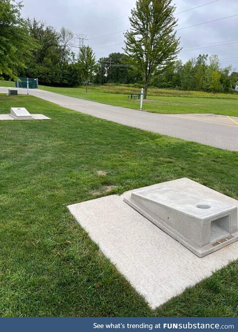 Looks like a cemetery for a cornhole enthusiast