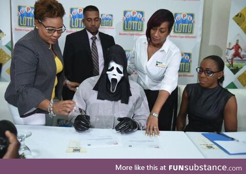 In 2019, Jamaican man claimed his $1.2M lotto prize in a Scream mask to avoid relatives