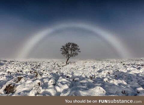 White rainbow over Scotland