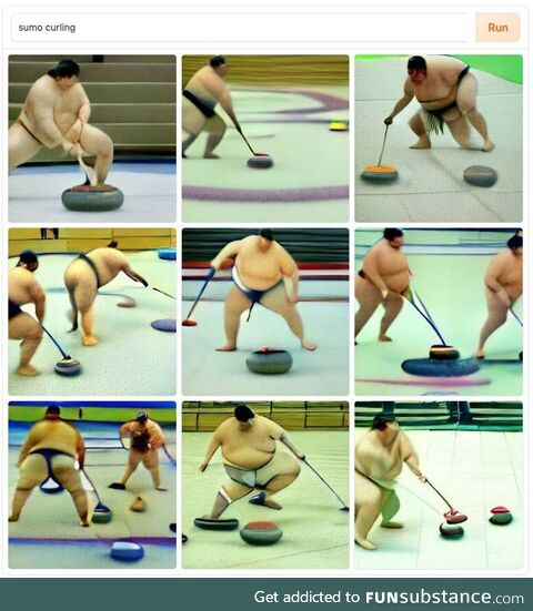 The DALL·E mini AI's attempt to show us what Sumo curling would look like