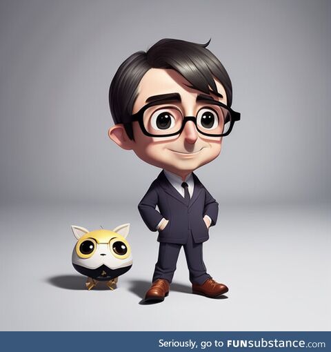 Chibi John Oliver and his trusty sidekick