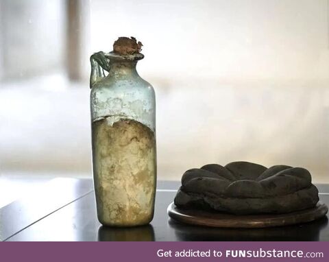 World’s oldest bottle of olive oil. Dating back to 79 A.D. And found in Herculaneum,