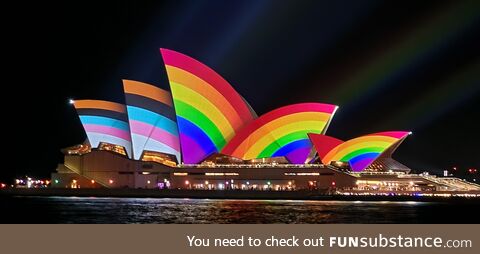 Sydney Opera House on the first night of WorldPride 2023