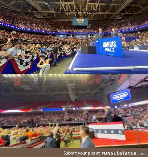 Harris rally vs. Trump rally. Same arena in Philly