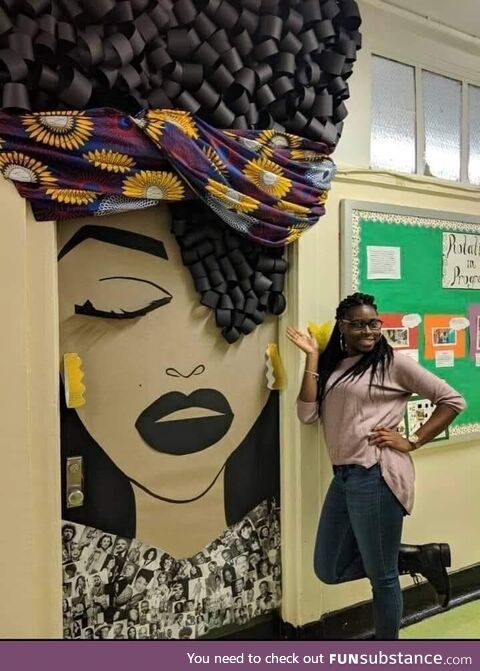 A teacher’s Black History Month door decoration