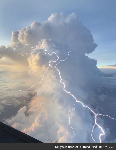 Lightning viewed from c*ckpit of an Aircraft.