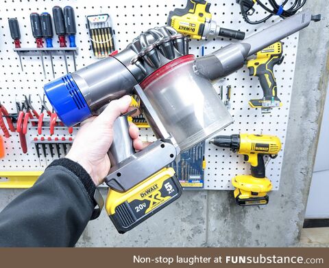 Use cordless tool batteries to replace the crap Dyson batteries