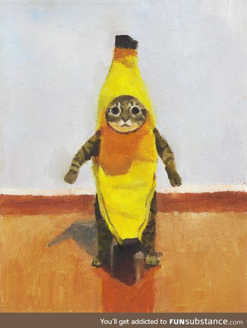 Banana cat, oil painting