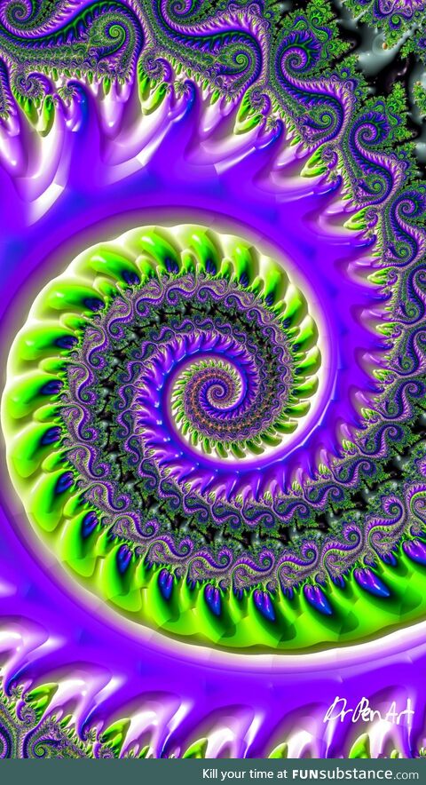 Vibrant purple and green fractal