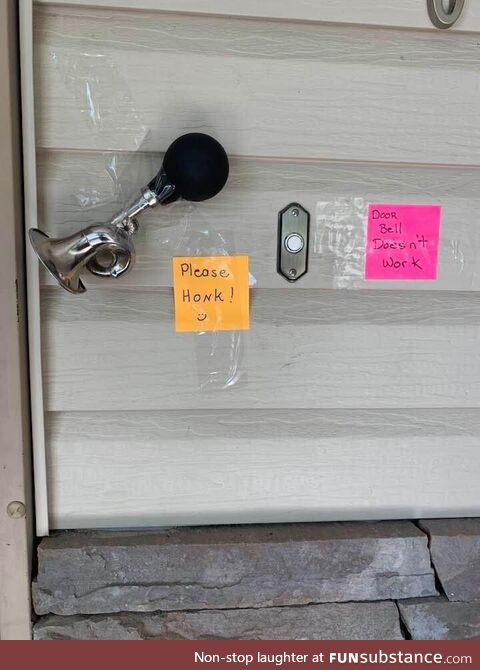 My family’s doorbell stopped working a week or so ago. We had to improvise