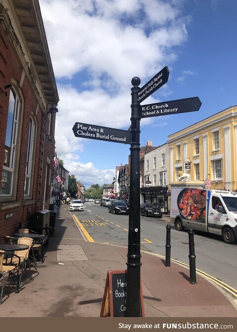 Typical signpost in a sleepy English country town