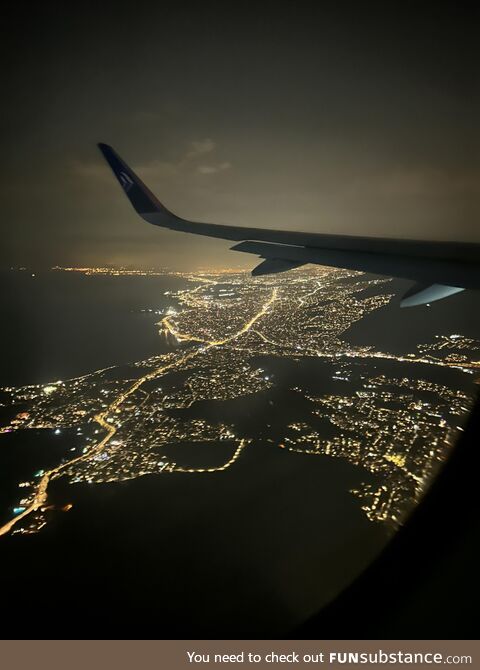 The Athens skyline from the plane