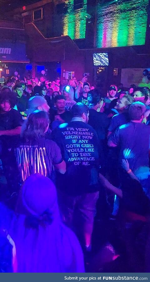 This guy's shirt in the club